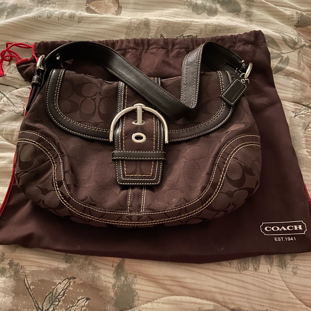 COACH Purse Brown Buckle Flap